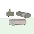 Modern Sofa Stool Fabric Bed End Stool Pedal 3d model