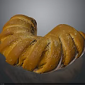 Golden Flaky Freshly Baked Croissant With Buttery Layers On Dark Background