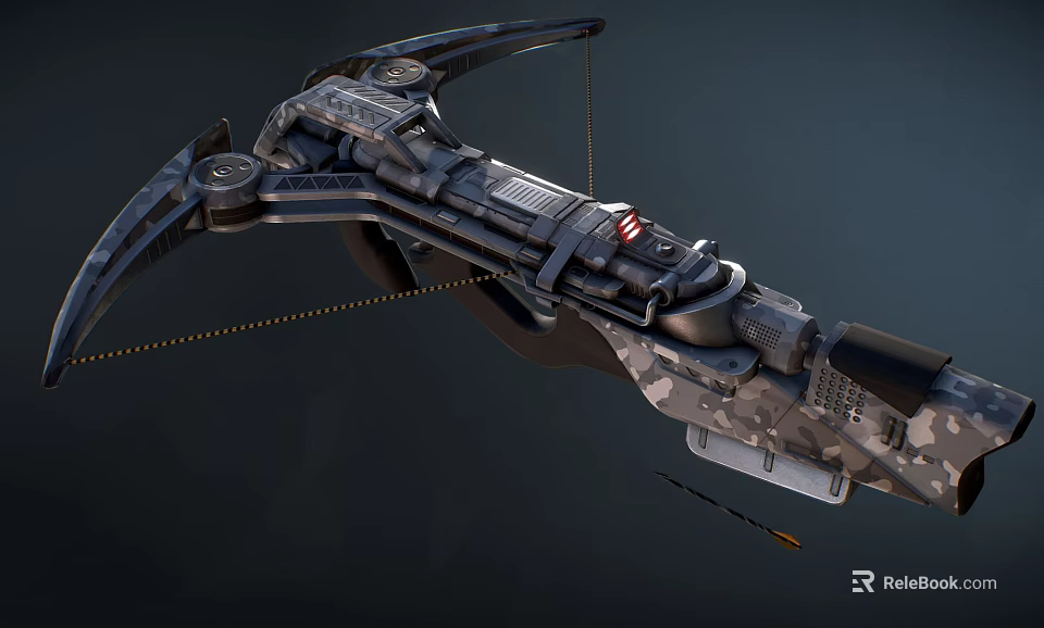 Modern Tactical Mechanical Bow with Ergonomic Grip Metal Components Advanced Sighting Device and Carbon Arrow 3d model 