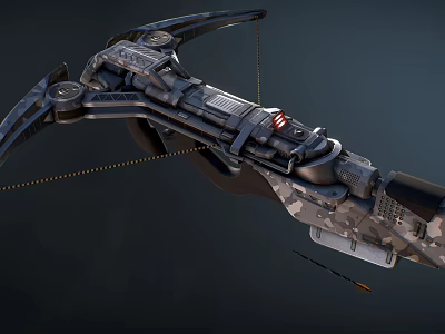 Modern Tactical Mechanical Bow with Ergonomic Grip Metal Components Advanced Sighting Device and Carbon Arrow 3d model
