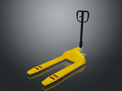 Yellow Manual Pallet Truck with Ergonomic Handle and Steel Forks for Warehouse Use 3d model