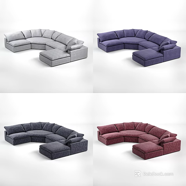 Modern L Shaped Multi Seater Sofa in Various Upholstered Colors Design 3d model