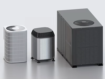 Industrial Equipment Air Purifiers With Different Sizes And Modern Metal Grille Design 3d model