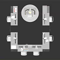 Modern Multiple Gray Workstations With White Chairs And Central Round Table Setup