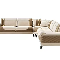 Stylish Modern Casual Sofa Set With Beige Fabric Plush Cushions And Modular Design