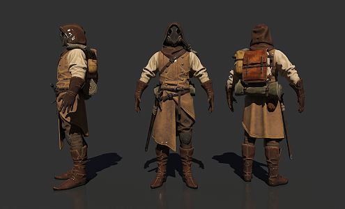 Modern game character soldier 3d model