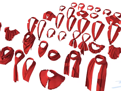 Red Scarves With Various Styles And Fashionable Designs For All Occasions 3d model