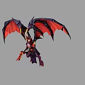 Fierce Game Fantasy Character with Red Black Demonic Wings and Horns
