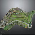 Architectural Model of Village Community With Residential Buildings Curved Roads and Green Spaces