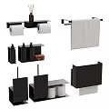 Modern Black Bathroom Accessories Including Toilet Paper Holders Towel Bars Soap Dishes And Tissue Box Holders