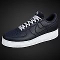 Nike Air Force 1 Black Leather Sneakers With White Sole And Gray Laces