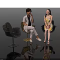 People Sitting On Modern Leisure Chairs With Transparent Design And Metal Bases