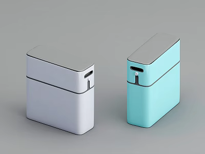 Modern Bathroom Accessories With White And Light Blue Lidded Storage Boxes 3d model