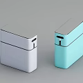 Modern Bathroom Accessories With White And Light Blue Lidded Storage Boxes 3d model