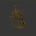 Wooden Stone Decorative Tree With Yellow Blossoms And Intricate Roots For Interior Decor