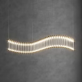 Spiral Chandelier with Transparent Tubes and Warm Illumination in Modern Grey Interior Space