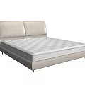 Modern Double Bed With Leather Headboard White Mattress And Metal Legs