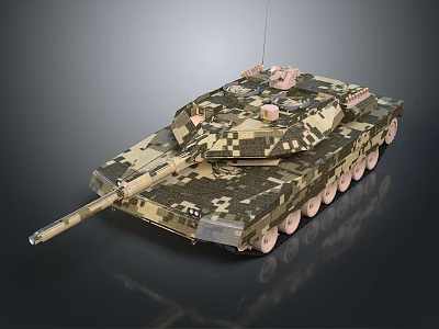 Military Armored Combat Tank With Camouflage Pattern And Heavy Tracked System 3d model