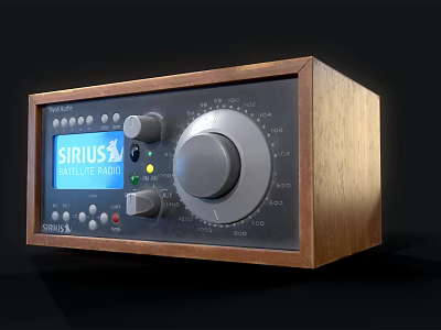 Vintage Headphone Speaker With Wooden Case Sirius Satellite Radio Screen Display And Control Knobs 3d model