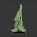 Natural Green Stone Sculpture with Cracked Texture and Irregular Rock Shape Design