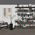 Ornaments Combination Bookshelf Bookcase Teapot 3d model