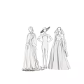 Three Elegant Mannequins Showcasing White Wedding Gowns With Veils And Flowing Skirts