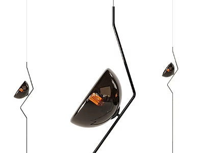 Modern Arc Floor Lamp With Black Metal Stand And Amber Shade For Living Room 3d model