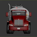Red Tanker Truck With Silver Cylindrical Tank On Shiny Reflective Surface