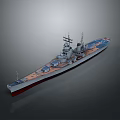 Detailed 3D Warship Model With Gray Hull Brown Deck And Antennas