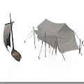 Ancient Wooden Sailing Boat With Canvas Sail And Traditional Structure Design