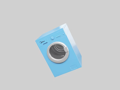 Modern Blue Front Loading Washing Machine With Control Panel And Sleek Design 3d model
