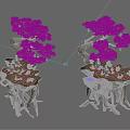 Unique Arbor with Artistic Trunk Design Root Shaped Base and Small Table with Tea Sets 3d model