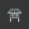 Silver Metal Office Desk with Wheels Rectangular Top and Lower Shelf