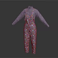 Colorful Patterned Overalls With Long Sleeve Top For Casual Comfortable Wear