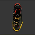 LA SPORTIVA Mountaineering Boots With Yellow Laces Red Sole And Black Upper For Outdoor Use