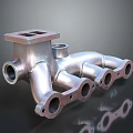 Silver Metal Mechanical Manifold Component With Multiple Pipe Ports And Flange Structure