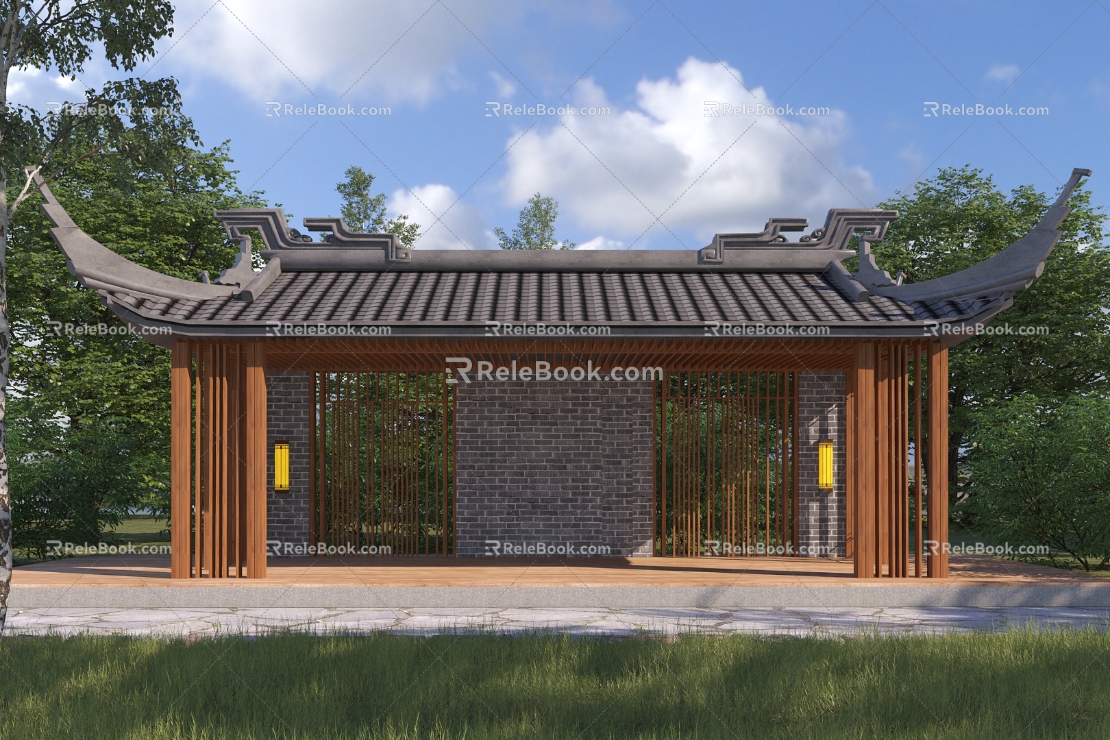 New Chinese Style Pavilion 3d model