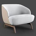 Elegant Modern Armchair With Light Gray Textured Fabric Curved Arms And Wooden Legs
