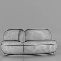 Modern Red Leather Two Seater Sofa With Rounded Design And Metal Base 3d model