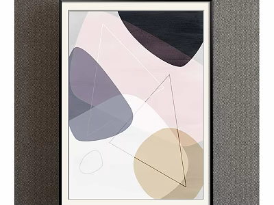 Abstract Artwork With Geometric Shapes Purple Black Pink Beige Framed Modern Wall Decor 3d model