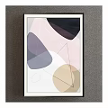 Abstract Artwork With Geometric Shapes Purple Black Pink Beige Framed Modern Wall Decor