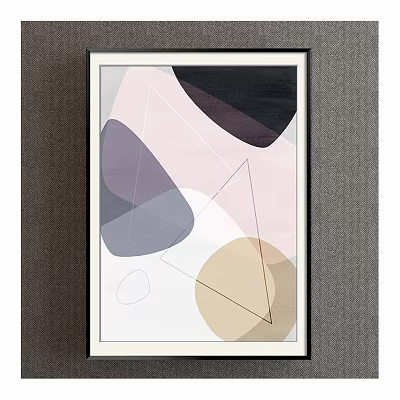 Abstract Artwork With Geometric Shapes Purple Black Pink Beige Framed Modern Wall Decor 3d model