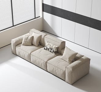 Modern three-seat sofa multiplayer sofa 3d model