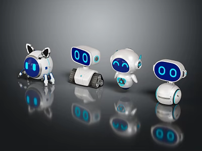 Cute Robot Characters With Animal Inspired Features And Diverse Body Designs 3d model