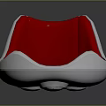 Modern Red Upholstered Chair Furniture With Stylish Silver Frame And Curved Design