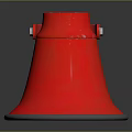Red Megaphone With Gray Rim Sturdy Handle And Reflective Surface For Public Address