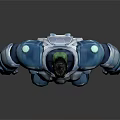 Game And Movie Character Hulk In Blue And Silver Armored Suit With Muscular Build