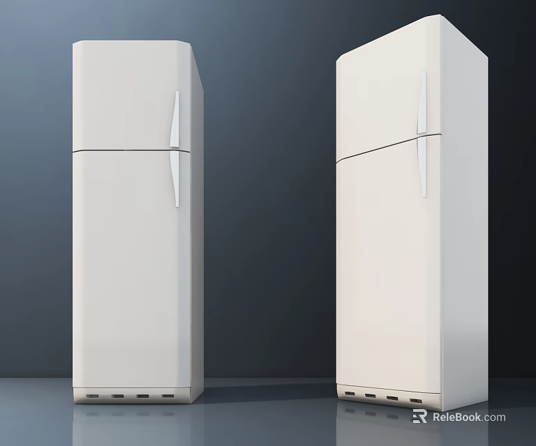 Modern White Standing Refrigerators And Freezers With Sleek Design For Home Use 3d model 