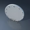 Swing Door with Silver Round Panel and Metal Bolts for Modern Interior