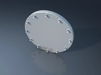 Swing Door with Silver Round Panel and Metal Bolts for Modern Interior 3d model
